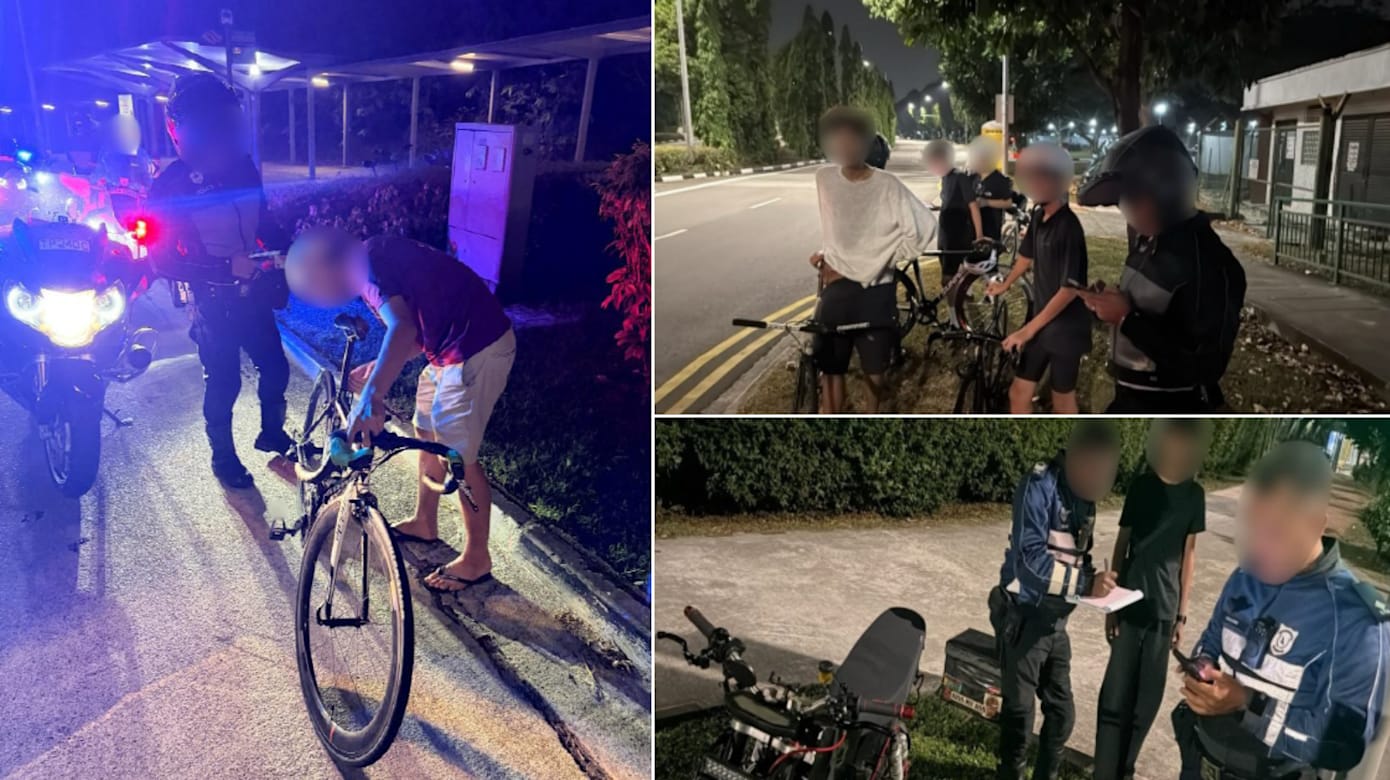 夜骑没车灯没戴头盔 17名脚踏车骑士被罚款