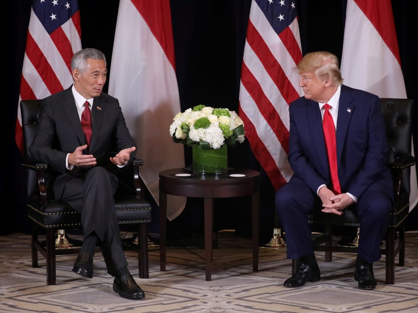 Prime Minister Lee Hsien Loong meets US President Donald Trump on the sidelines of the annual United Nations General Assembly in New York City on September 23, 2019.