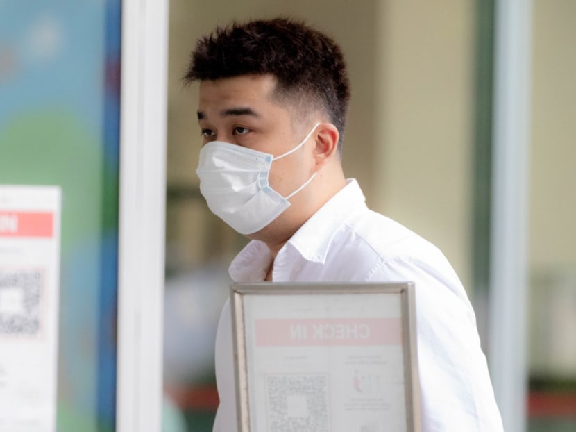 Philbert Lim Zong Xian arrives at the State Courts on April 20, 2022.