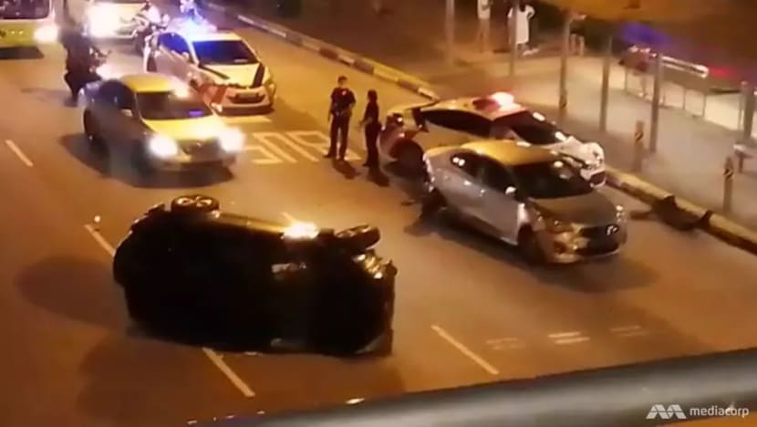 2 taken to hospital after accident involving 3 cars and a taxi along Punggol East Road