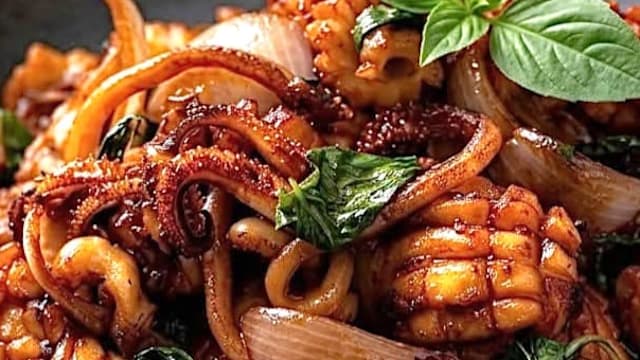 食谱：九层塔干烧鲜鱿鱼