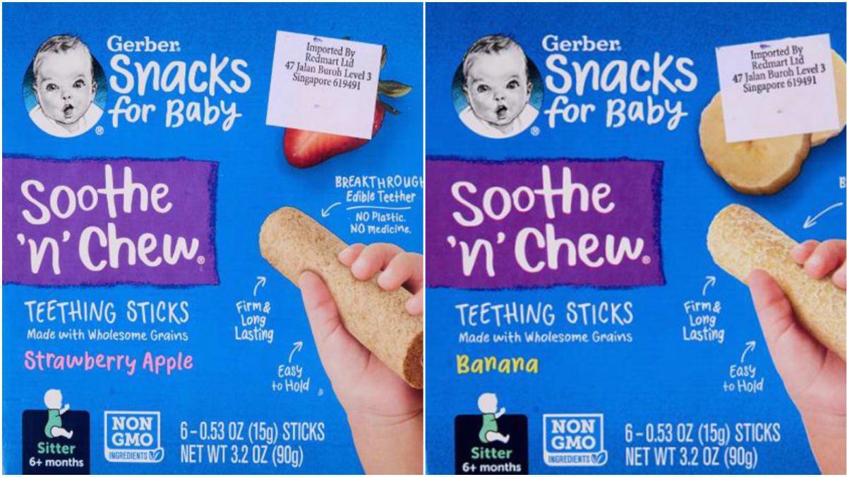Gerber teething sticks recalled in Singapore due to potential choking hazard