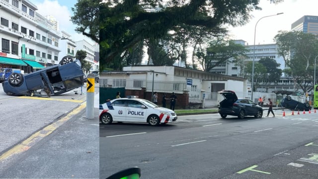 欧南路轿车翻覆 一人被送院