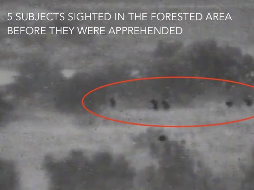 The Police Coast Guard's surveillance system picked up on five men trying to enter Singapore illegally in the early hours of June 24, 2021. The Police Coast Guard's surveillance system picked up on five men trying to enter Singapore illegally in the early hours of June 24, 2021.