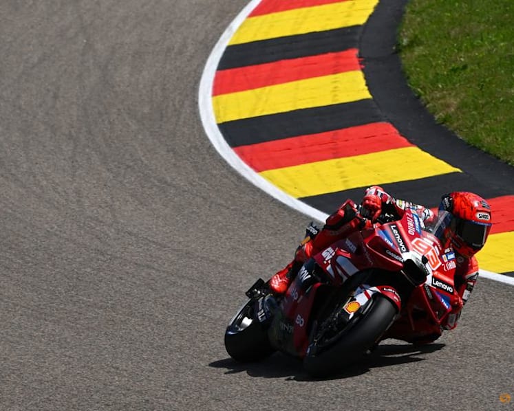 Marquez snatches German MotoGP pole with new lap record, Bezzecchi withdraws after crash