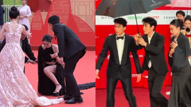 北京国际电影节开幕　天公不作美，雨中红毯众星好狼狈！