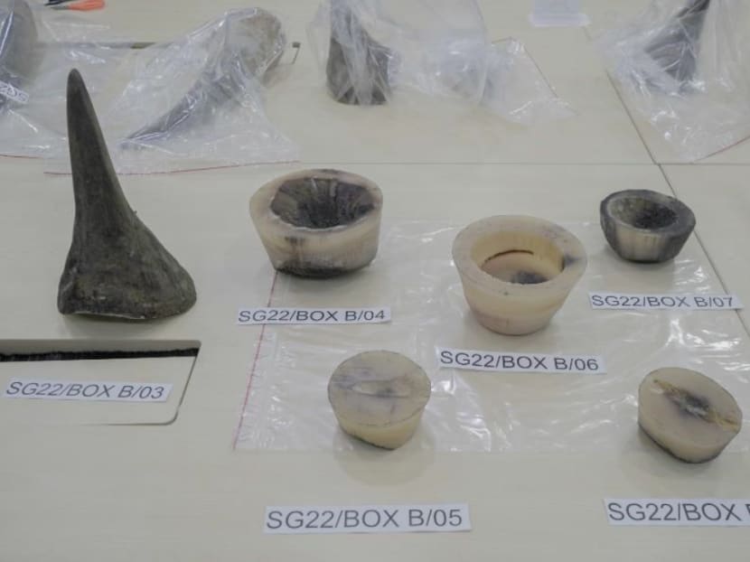 The 20 pieces of rhinoceros horns weighed about 34kg in total and were estimated to be worth around S$1,200,000.