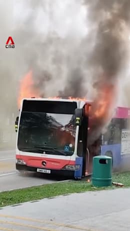SMRT bus catches fire near Woodgrove Primary School in Woodlands