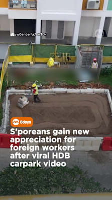 Ever wondered how an outdoor HDB carpark is was actually built? 🚘 #8dayssg #8dayssgtrending #carpark #parkinglot #workers 