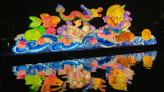 【相册】滨海湾花园中秋亮灯 巨型灯饰“同欢童乐蜻蜓月”成亮点
