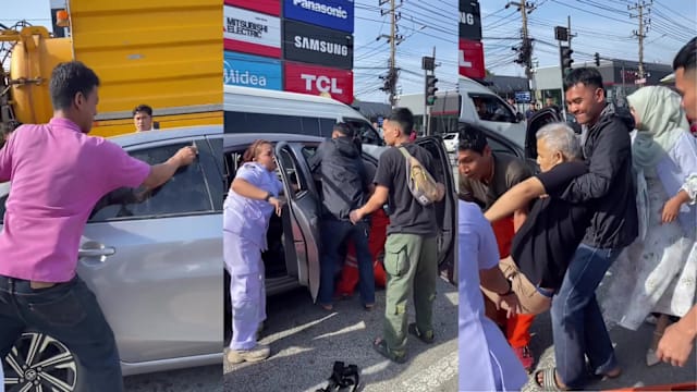 泰国老翁十字路口昏迷吐白沫 民众破窗救人