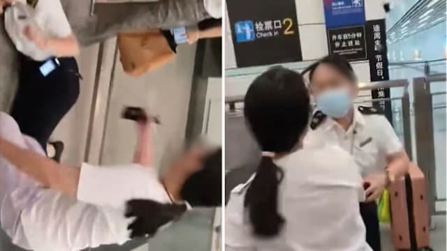 错过检票无法上车 中国女子辱骂殴打工作人员