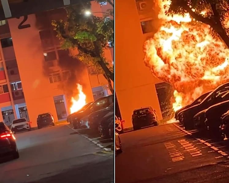 Motorcycle at Bishan car park bursts into flames; no one injured