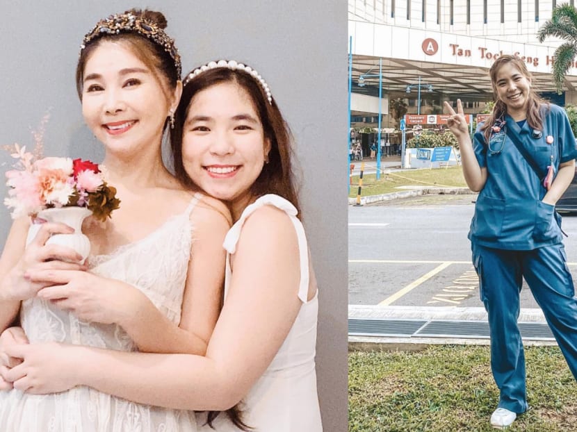 The actress says she hopes that healthcare workers, like her 22-year-old daughter, who just got her first paycheck as a doctor at TTSH, will no longer be shunned by the public.