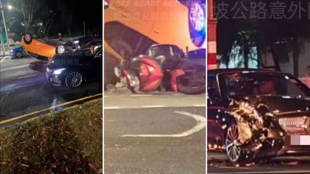 三车两摩托车相撞一车翻覆 四人送院
