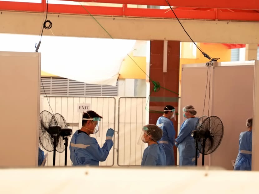 Covid-19 swab testing at Block 125A Bukit Merah View for stallholders of 116 Bukit Merah View, on June 14, 2021.