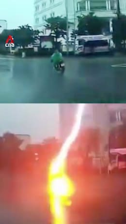 Vietnamese woman taken to hospital after being struck by lightning while riding motorbike