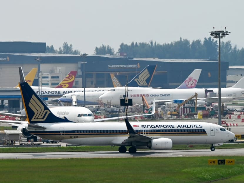 File photo of a Singapore Airlines plane along the tarmac of Changi International Airport on May 13, 2022.