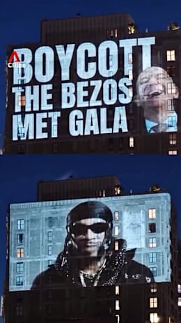 'Billionaires shouldn’t exist’: Activists project Met Gala boycott message onto Bezos’ penthouse