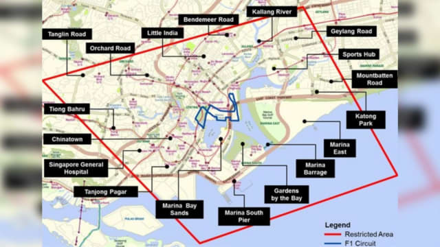 F1新加坡大奖赛下周开跑 民航局将把赛道周边地区上空划定为临时禁飞区