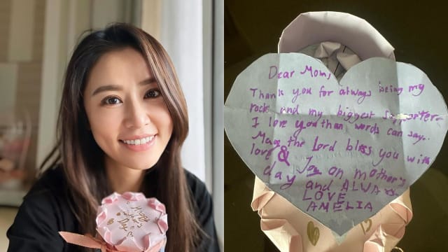 林心如晒母亲节礼物　7岁女儿英文示爱超感人