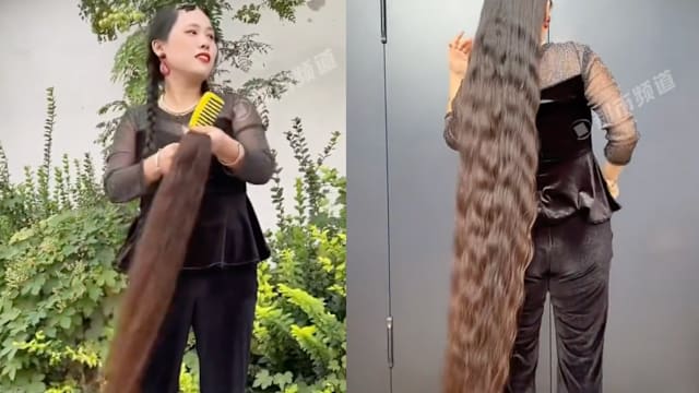 中国女子长发留到两米长 有人出价近15万元求购也不卖