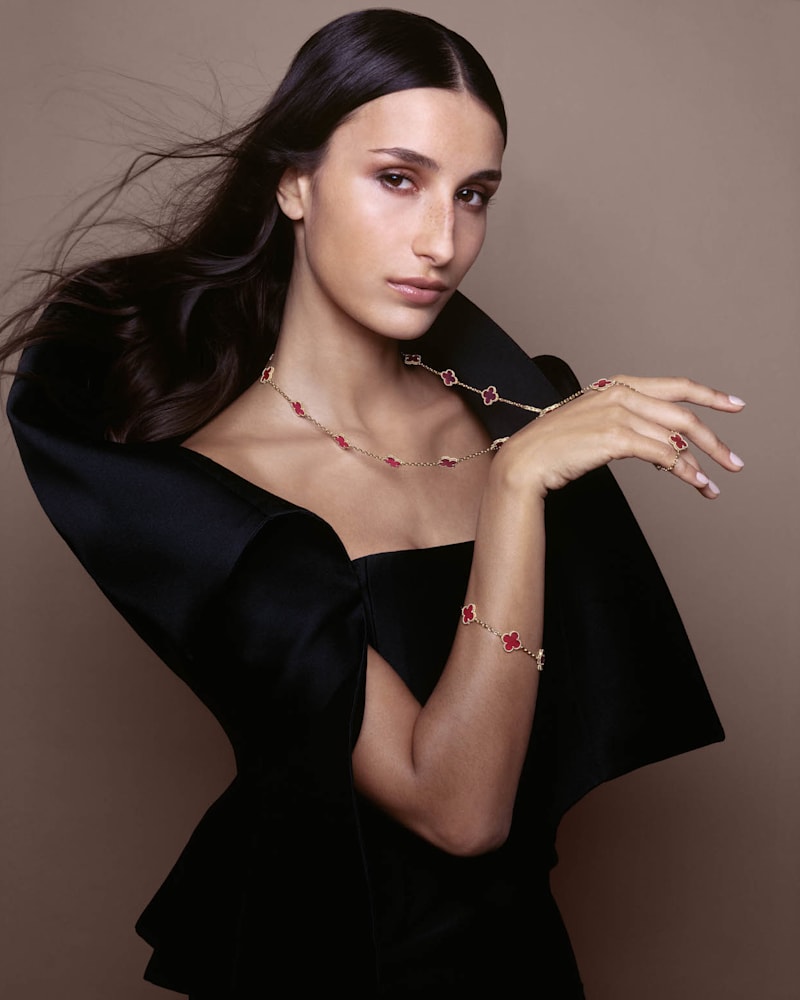 A new shade of luck: Van Cleef & Arpels’ Alhambra collection now comes in pink enamel