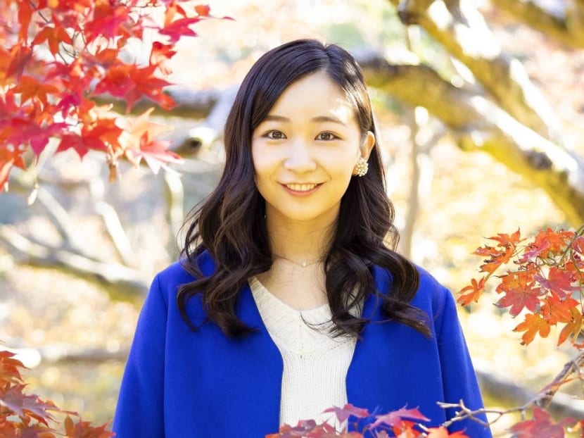 Japan's Princess Kako poses in the garden of the Akasaka imperial property residence in Tokyo on December 3, 2021.