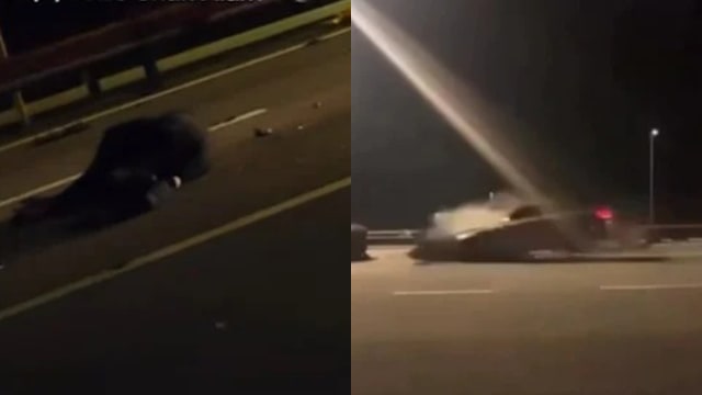 马国发生三车连环车祸 据称两人下车施救被后车撞死