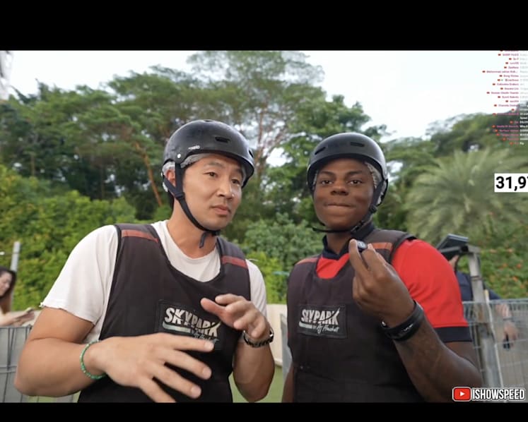 IShowSpeed's 2nd Singapore stream highlights: Winning S$10,000 and riding a giant swing with Simu Liu