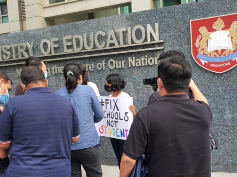 Three people aged 19 to 32 were arrested after they staged a protest outside the headquarters of the Ministry of Education on Jan 26, 2021.