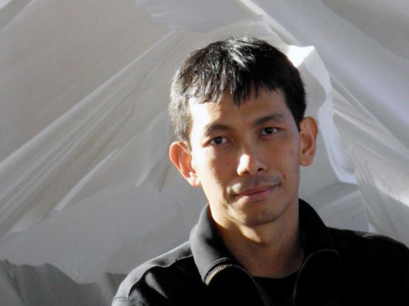 New York-based Singaporean poet Jee Leong Koh had worn a white tank top which had the words “gay but not yet equal” on the front, and “equality for all” on the back. Photo: Koh Jee Leong's Facebook