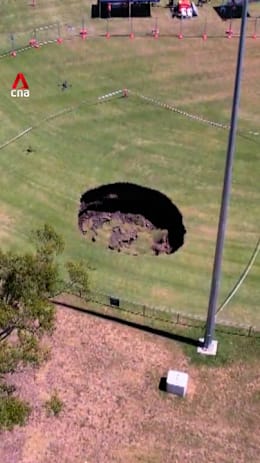 Large sinkhole opens up on Melbourne field near tunneling project