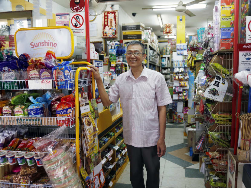 Shopkeeper Lee Swee Seng, whose 17-year-old provision shop is frequented by Mdm Halimah’s family members. Photo: Raj Nadarajan/TODAY