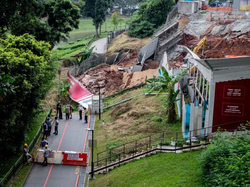 A part of the Ulu Pandan park connector in Clementi was closed off after a landslide in the early hours on Sept 2, 2022. A part of the Ulu Pandan park connector in Clementi was closed off after a landslide in the early hours on Sept 2, 2022.