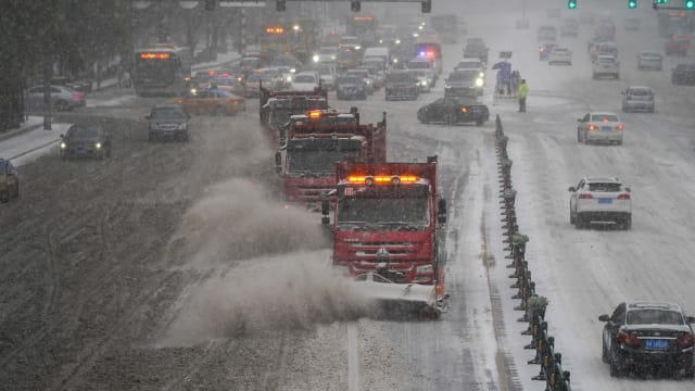 中国中部和东部出现大范围雨雪冰冻天气