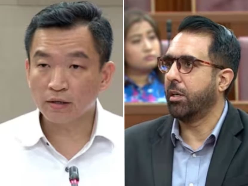 Senior Parliamentary Secretary for Social and Family Development Eric Chua and Leader of the Opposition Pritam Singh in parliament on March 4, 2023. Senior Parliamentary Secretary for Social and Family Development Eric Chua and Leader of the Opposition Pritam Singh in parliament on March 4, 2023.
