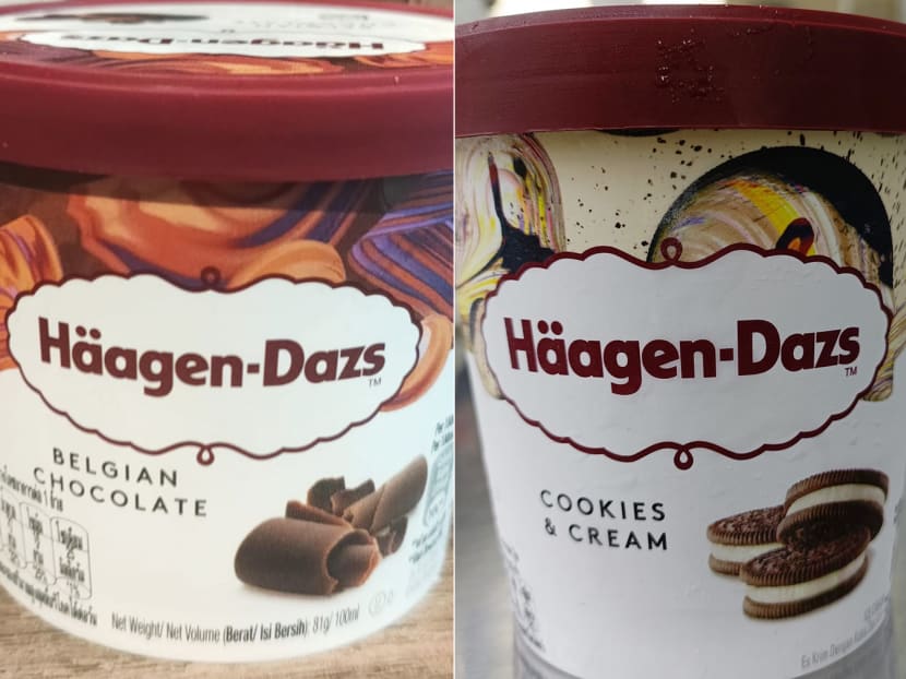 Haagen-Dazs' Belgian Chocolate ice-cream (100ml), which expires on June 8, 2023 as well as its Cookies & Cream ice-cream (473ml), which expires on May 27, 2023, have been recalled by the Singapore Food Agency. Haagen-Dazs' Belgian Chocolate ice-cream (100ml), which expires on June 8, 2023 as well as its Cookies & Cream ice-cream (473ml), which expires on May 27, 2023, have been recalled by the Singapore Food Agency.