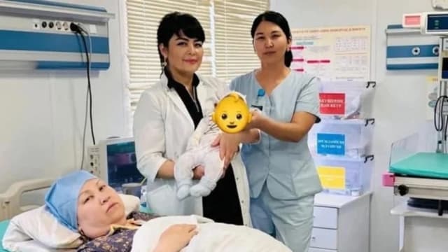 哈萨克斯坦41岁产妇 顺产诞6.7公斤巨婴