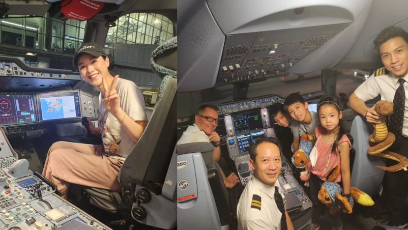 Aimee Chan & Kids Visiting The Cockpit Of The Plane They Were On Shows Being Famous Really Has Its Perks