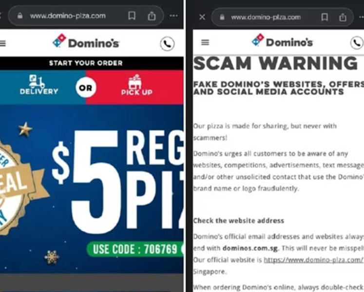 Police warn of new phishing scam using fake Domino's Pizza websites