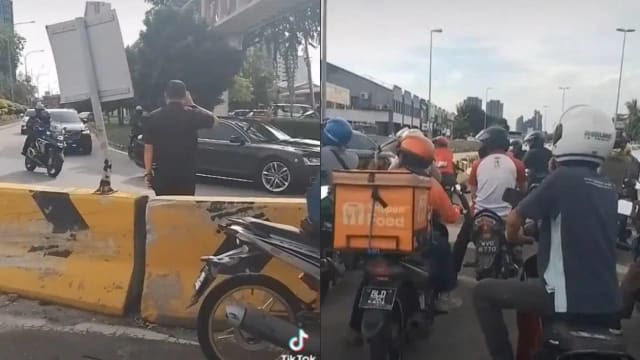 不满马警为VIP开路 民众集体鸣笛抗议