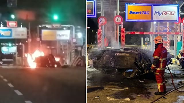 马国南北大道轿车着火 两人烧死车内