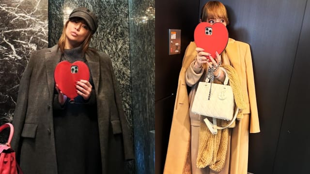 滨崎步使用超大心型手机壳　意外成为亮点