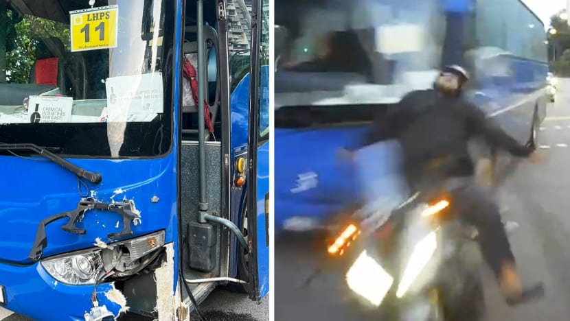 Motorcyclist flung onto car after being rammed by bus in Clementi; 72-year-old driver under probe