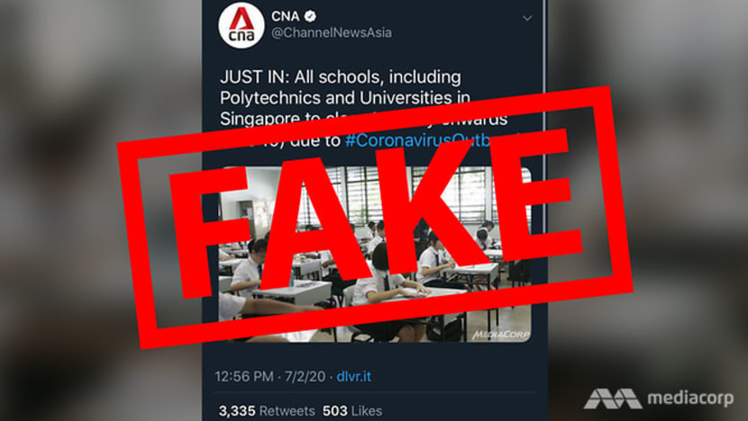 CNA debunks fake tweet announcing school closure due to coronavirus outbreak