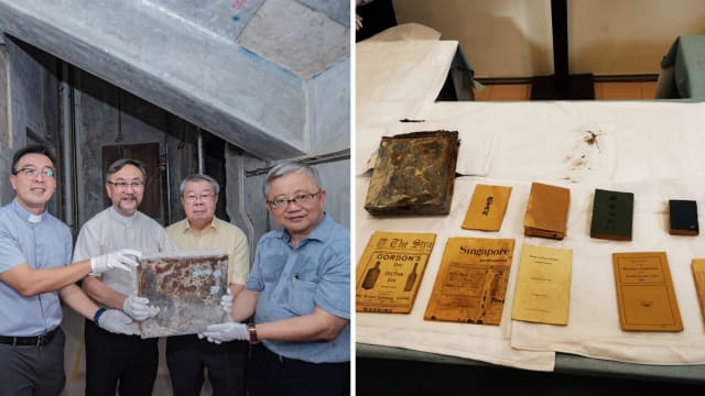 华人卫理公会直落亚逸堂取出百年时间囊 敲打墙壁七小时过程挑战重重