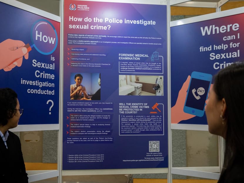 The exhibition booth at the Singapore Police Force Sexual Crime Awareness Seminar at Police Cantonment Complex on April 14, 2023. The exhibition booth at the Singapore Police Force Sexual Crime Awareness Seminar at Police Cantonment Complex on April 14, 2023.
