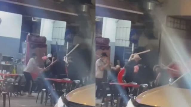 四男女新山咖啡店用餐 突遭人持巴冷刀和藤棍袭击
