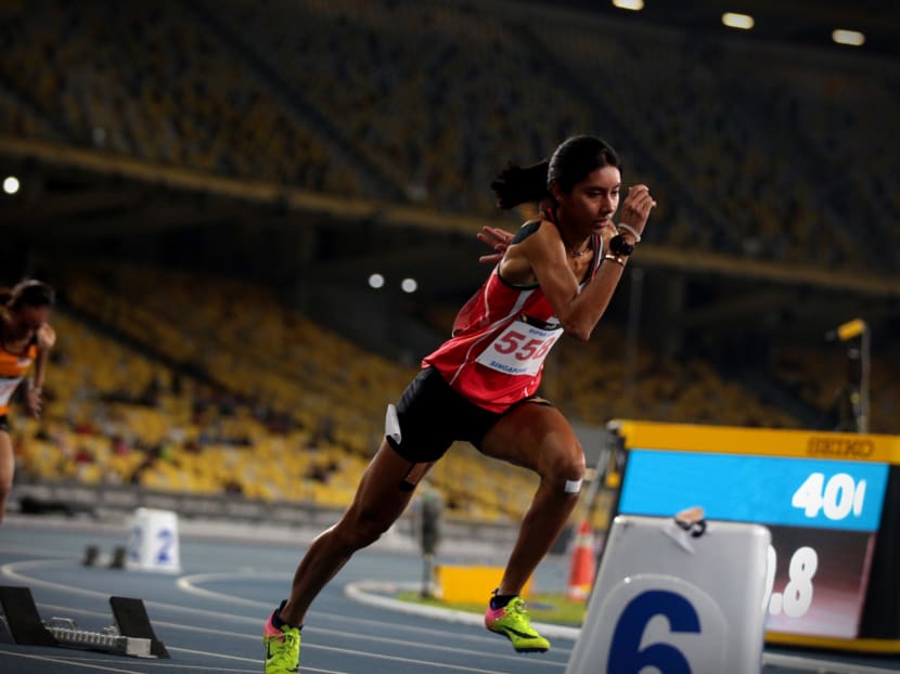 Dipna Lim-Prasad competes in the SEA Games womens 400m on August 24, 2017. Photo: Jason Quah/TODAY